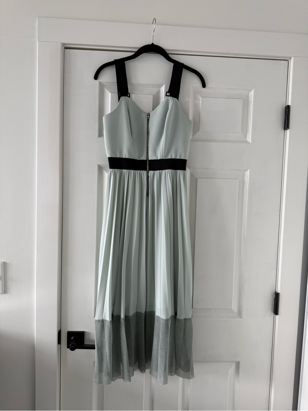 RACHEL Rachel Roy Mint Pleated Midi Dress with Black Straps
